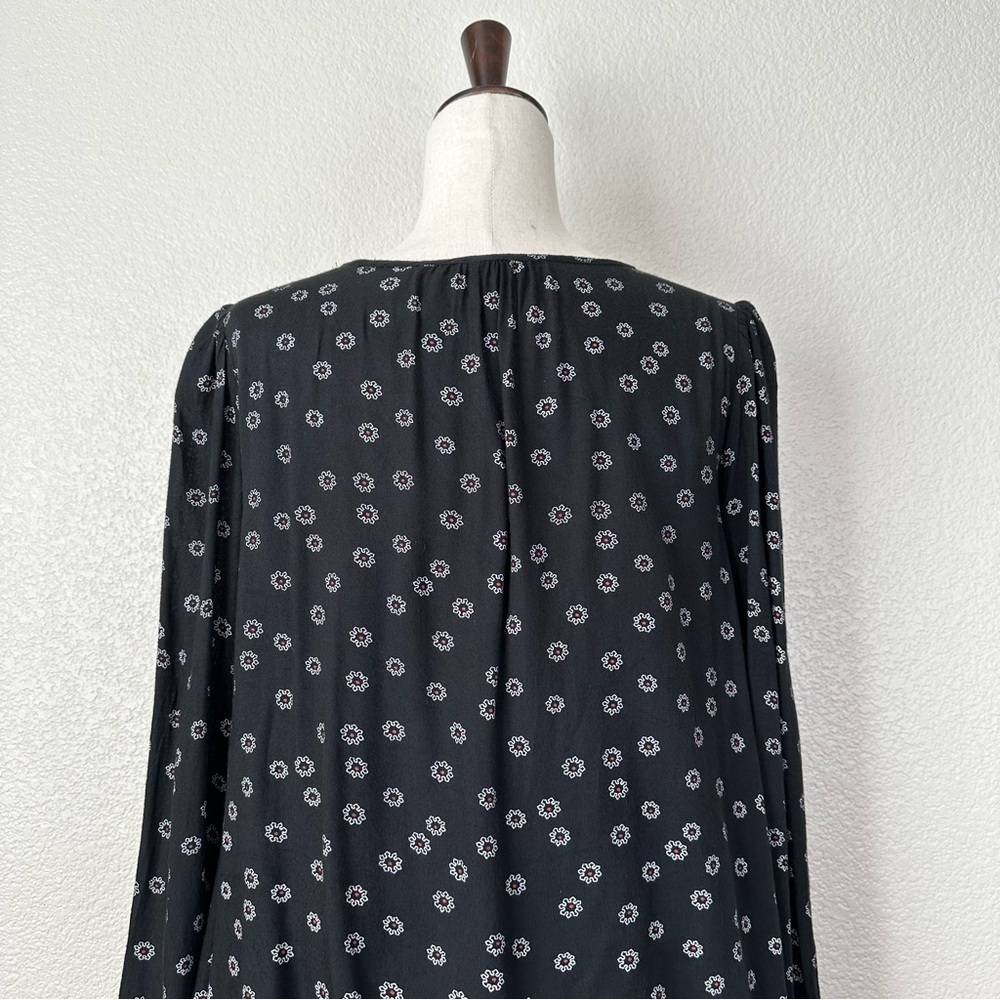 Free People Black Beck Print Keyhole Long Sleeves Tunic Mini Dress, Size XS - Picture 9 of 13